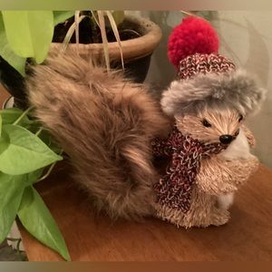 SOLD!Wood Chip Faux Fur Christmas Squirrel